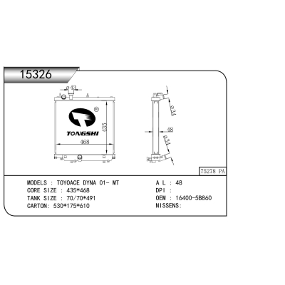 适用于   TOYOACE DYNA 01- MT    散热器